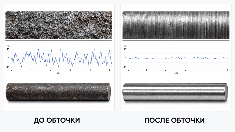 Результат обточки калиброванного прутка